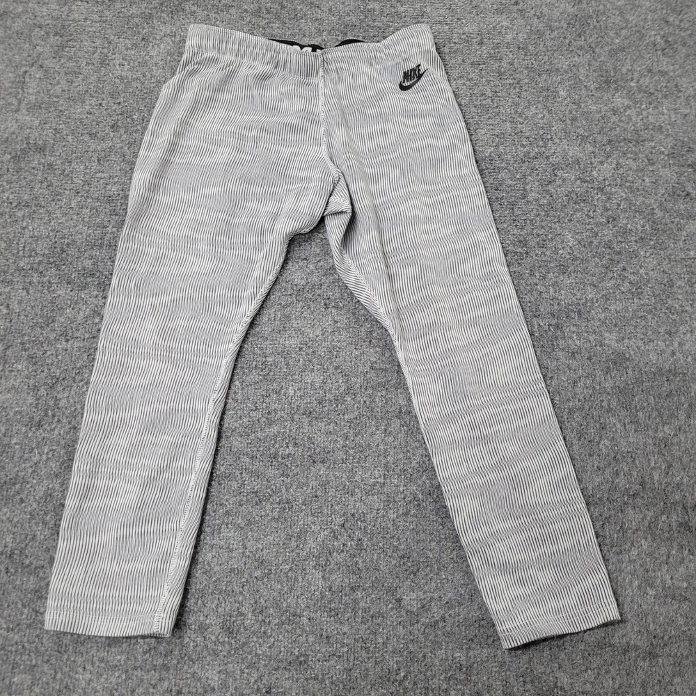 Nike Leggings Womens Size M White Black Striped Cropped Cotton Blend Athletic